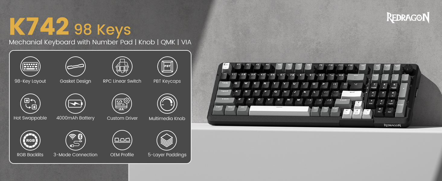 Redragon K742 - A Real Modern Mechanical Keyboard. Designed for you.