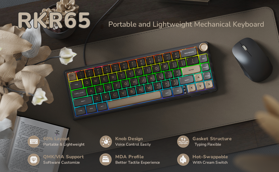 60% Percent Gasket Mount Wired Gaming Keyboard - Black